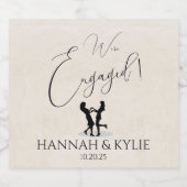 Bruiden Gelukkig Verloving Sparkling Wijnetiket (Enkel label)