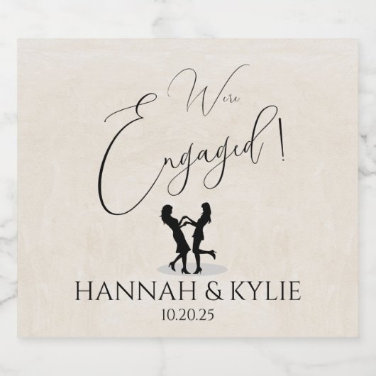 Bruiden Gelukkig Verloving Sparkling Wijnetiket (Enkel label)