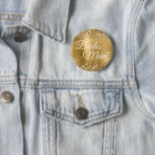 Bruiden Maid Glittery Gold Folie Ronde Button 5,7 Cm (In situ)