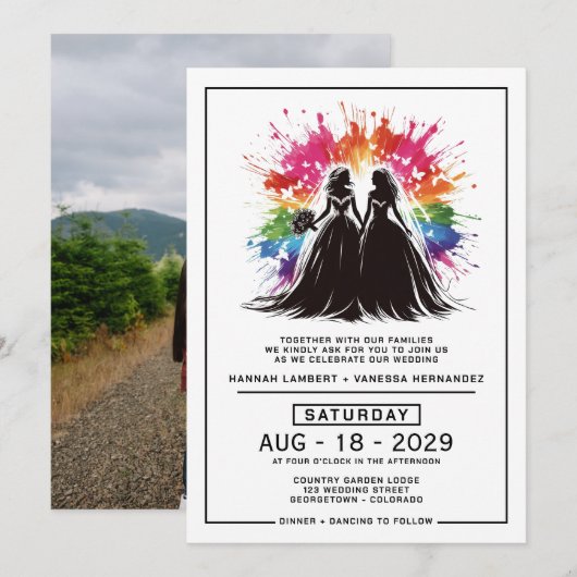 Bruiden Regenboog Burst Bruiloft Kaart (Voorkant / Achterkant)