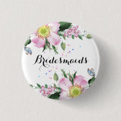 BruidenMaids Kleurrijke Bloemen Witte achtergrond Ronde Button 3,2 Cm (Voorkant)