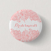 BruidenMaids Roze Kant Witte Achtergrond Ronde Button 3,2 Cm (Voorkant)