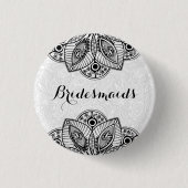 BruidenMaids Zwart Kant Witte Achtergrond Ronde Button 3,2 Cm (Voorkant)
