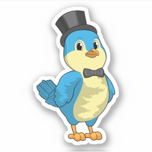 Bruidgom als vogel met lint sticker (Voorkant)