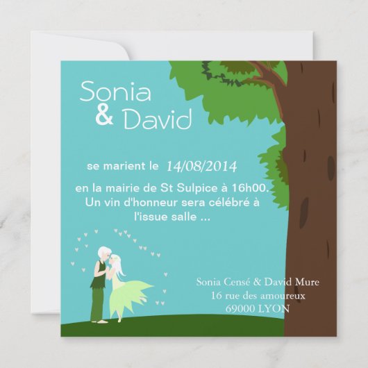 Bruidhuwelijk van hun boshart kaart (Achterkant)