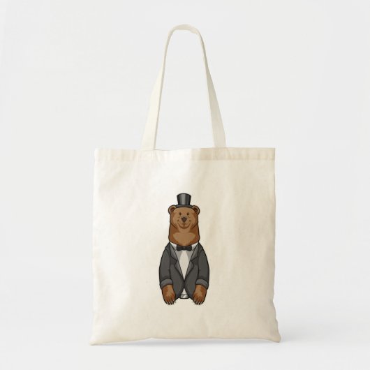 Bruidigam als beer met jasje tote bag (Voorkant)