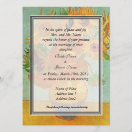 bruidjes ouderenuitnodiging, van Gogh zonnebloemen Kaart