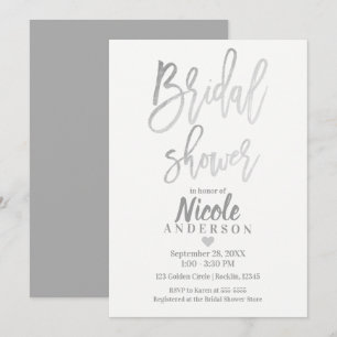 BRUIDJESSHOWER Elegante Zilveren Folie Moderne Let Kaart