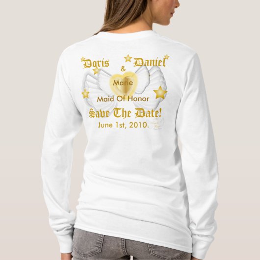 Bruids Angel Maid of Honor T-shirt-customize T-shirt (Achterkant)