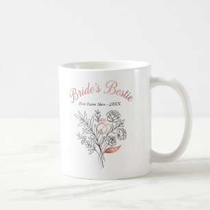 Bruid's Beste Vriendin Roze Goud Bloemige Bruiloft Koffiemok
