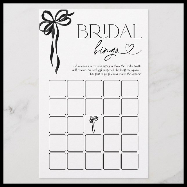 Bruids Bingo Black Bow Vrijgezellenfeest spel (Creator heeft geüpload)