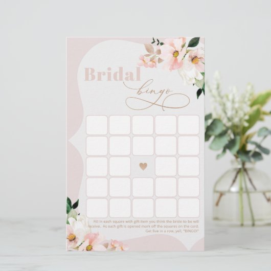 Bruids bingo blush roze bloemenbruids spel (Staand voorkant)