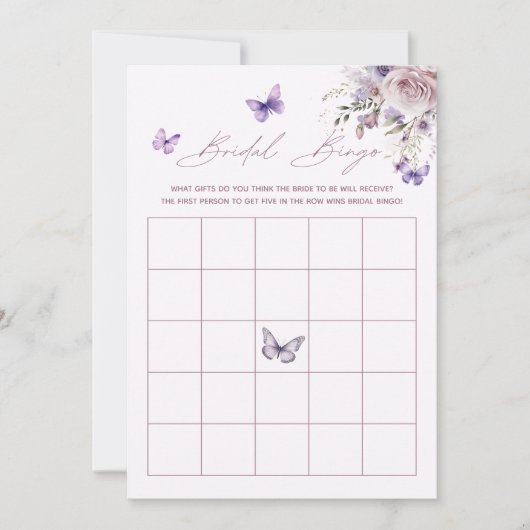 Bruids Bingo Butterfly Paarse Vrijgezellenfeest Sp Kaart (Voorkant)