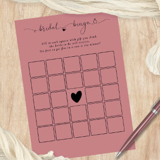 Bruids Bingo Douche Stoffig Roos Roze Game Kaart