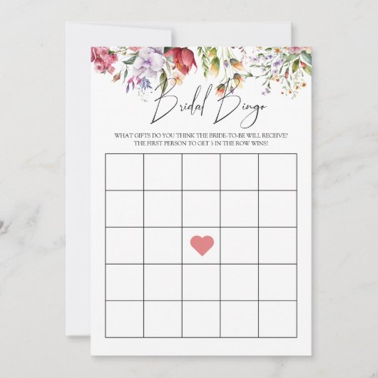 Bruids Bingo Floral Vrijgezellenfeest Game Kaart (Voorkant)
