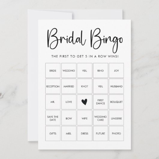 Bruids Bingo Game Kaart (Voorkant)
