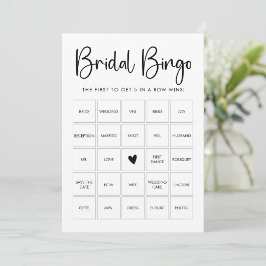 Bruids Bingo Game Kaart (Staand voorkant)