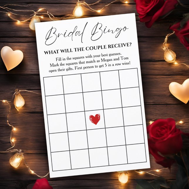 Bruids Bingo Game Kaart voor Paar's Shower (Bridal Bingo Game Card For Couple's Shower)