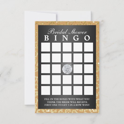 Bruids Bingo Gold Leopard Print Moderne Bingo Kaart (Voorkant)