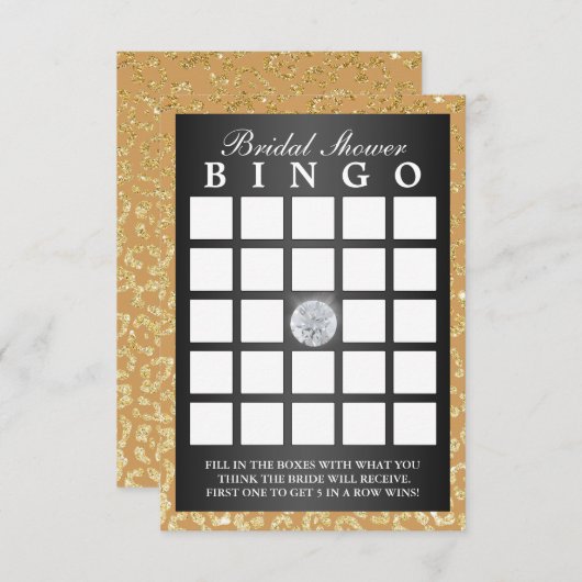 Bruids Bingo Gold Leopard Print Moderne Bingo Kaart (Voorkant / Achterkant)