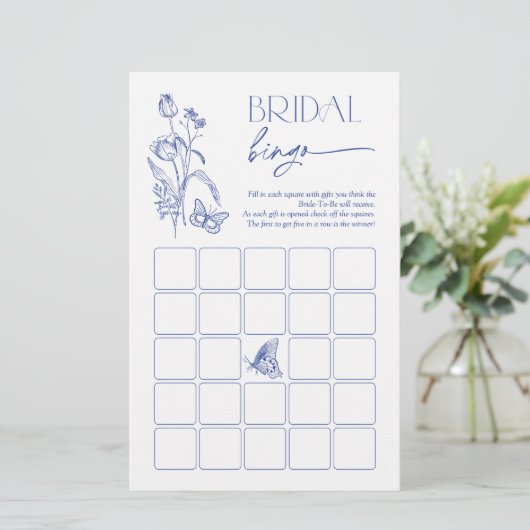 Bruids Bingo Iets Blauw Bloemen Douche Spel (Staand voorkant)