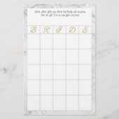 Bruids Bingo Marmer en Goud Thema Briefpapier (Voorkant)