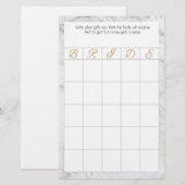 Bruids Bingo Marmer en Goud Thema Briefpapier (Voorkant / Achterkant)