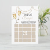 Bruids bingo Parels Prosecco douche spel kaart (Staand voorkant)