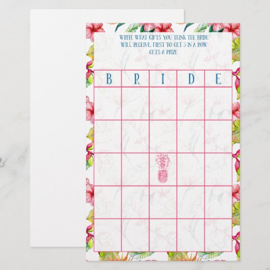 Bruids Bingo Tropisch Vrijgezellenfeest Briefpapier (Voorkant / Achterkant)