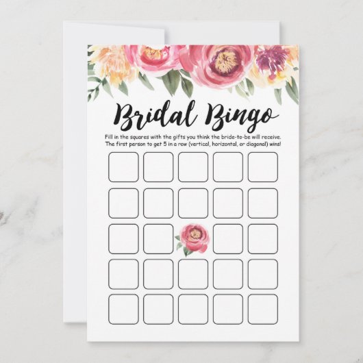 Bruids Bingo Vrijgezellenfeest en Hen Party spel K Kaart (Voorkant)