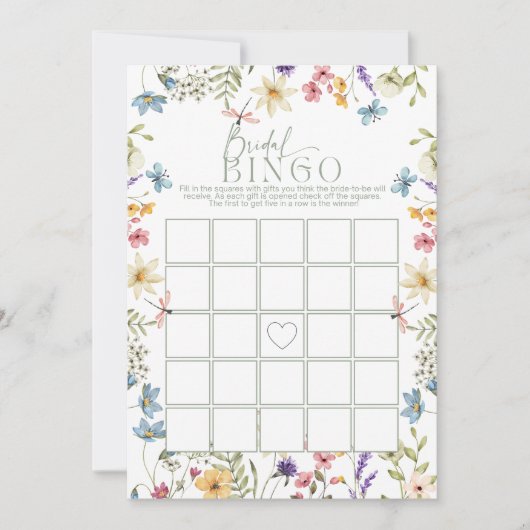 Bruids Bingo Wildflower Sage Vrijgezellenfeest spe Kaart (Voorkant)