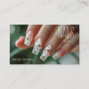 Bruids Bloemen Nail Art Manicurist Loyaliteit Visitekaartje