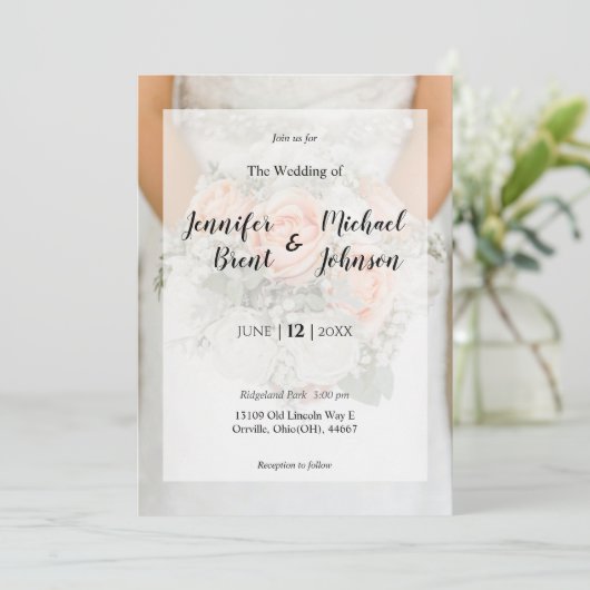 Bruids bloemenbruiloft uitnodiging (Staand voorkant)