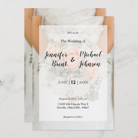 Bruids bloemenbruiloft uitnodiging (Voorkant / Achterkant)