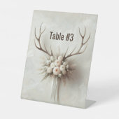 Bruids Boeket en Herten Antlers Reclamebord Met Voetstuk (Voorkant)