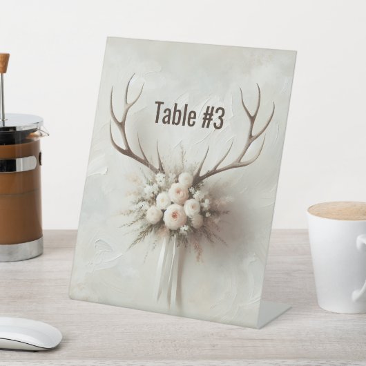 Bruids Boeket en Herten Antlers Reclamebord Met Voetstuk (Insitu)