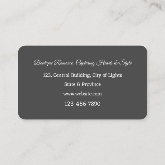 Bruids Boutique bruiloft stylist Visitekaartje (Achterkant)