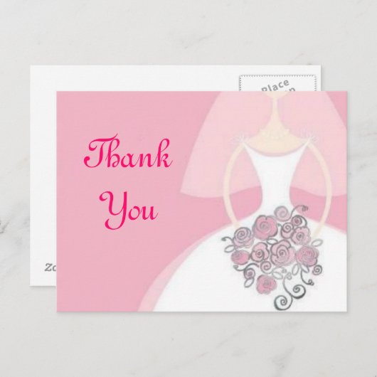Bruids Briefkaart Dank u (Voorkant / Achterkant)