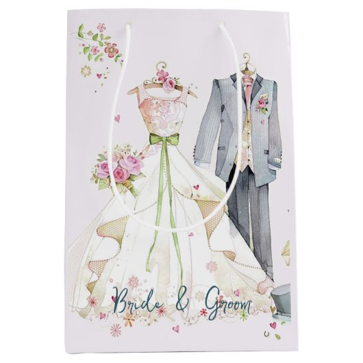 Bruids- & Bruidegom Trouwjurk  Medium Cadeauzakje (Voorkant)