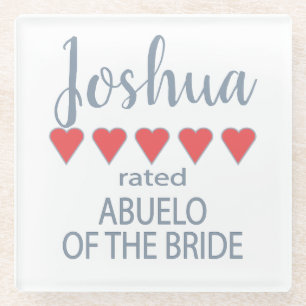 Bruids & Bruiloft 5 Hart Abuelo van Bruid Glazen Onderzetter