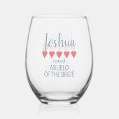 Bruids & Bruiloft 5 Hart Abuelo van Bruid Wijnglas Zonder Voet (Achterkant)