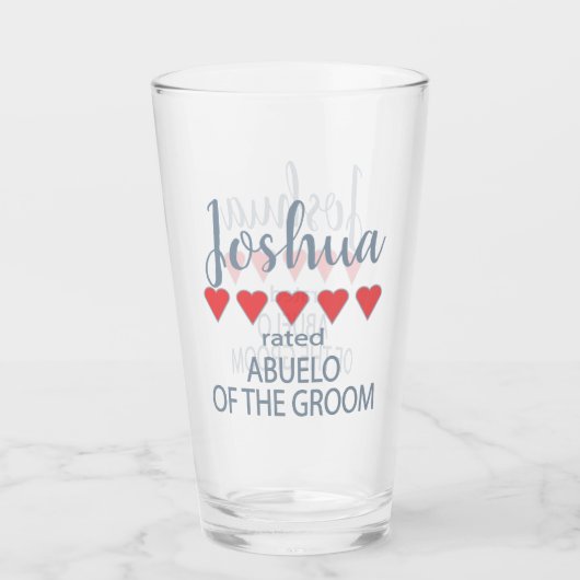 Bruids & Bruiloft 5 Hart Abuelo van bruidegom Glas (Voorkant)