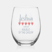 Bruids & Bruiloft 5 Hart Abuelo van bruidegom Wijnglas Zonder Voet (Achterkant)