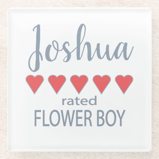 Bruids & Bruiloft 5 Hart Bloem Jongen Glazen Onderzetter (Voorkant)