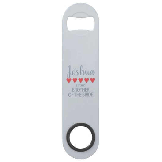 Bruids & Bruiloft 5 Hart Broer van Bruid Speed Flessenopener (Voorkant)