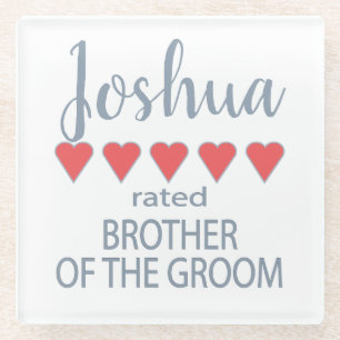 Bruids & Bruiloft 5 Hart Broer van bruidegom Glazen Onderzetter
