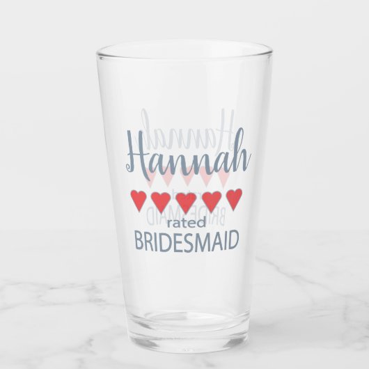 Bruids & Bruiloft 5 Hart Bruidsmeisje Glas (Voorkant)