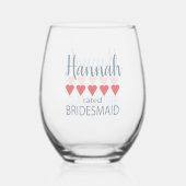 Bruids & Bruiloft 5 Hart Bruidsmeisje Wijnglas Zonder Voet (Voorkant)