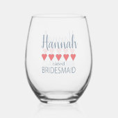 Bruids & Bruiloft 5 Hart Bruidsmeisje Wijnglas Zonder Voet (Achterkant)