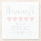 Bruids & Bruiloft 5 Hart Dochter van Bruid Glazen Onderzetter (Achterkant)